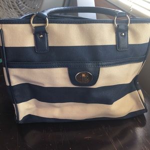 Tommy Hilfiger Canvas Should Handbag Navy & Beige